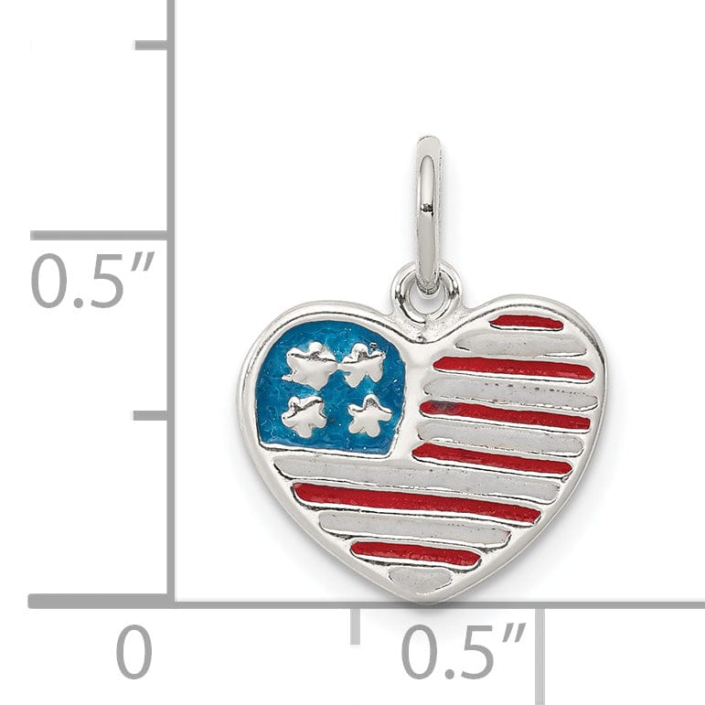 Lovely Rita's Pendants & Charms Silver Polish Enamel American Flag Heart Charm