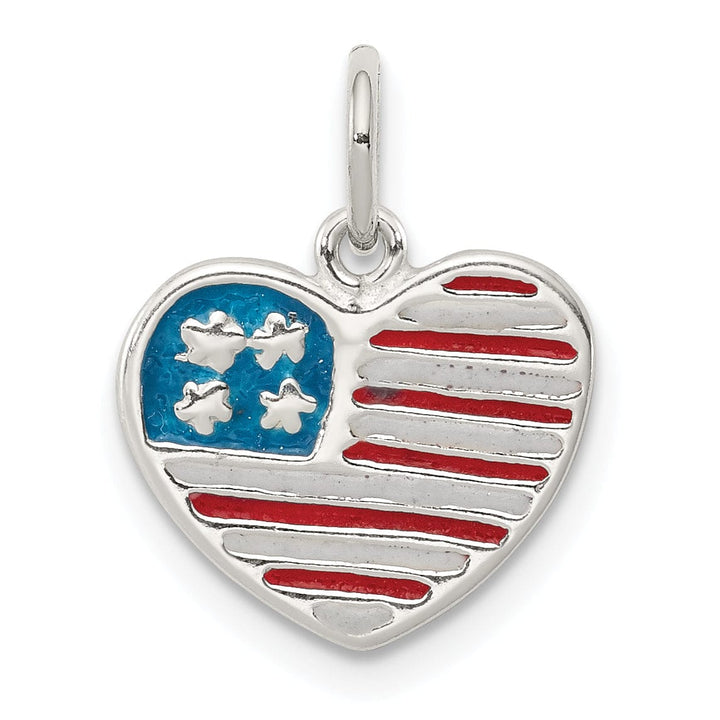 Lovely Rita's Pendants & Charms Silver Polish Enamel American Flag Heart Charm