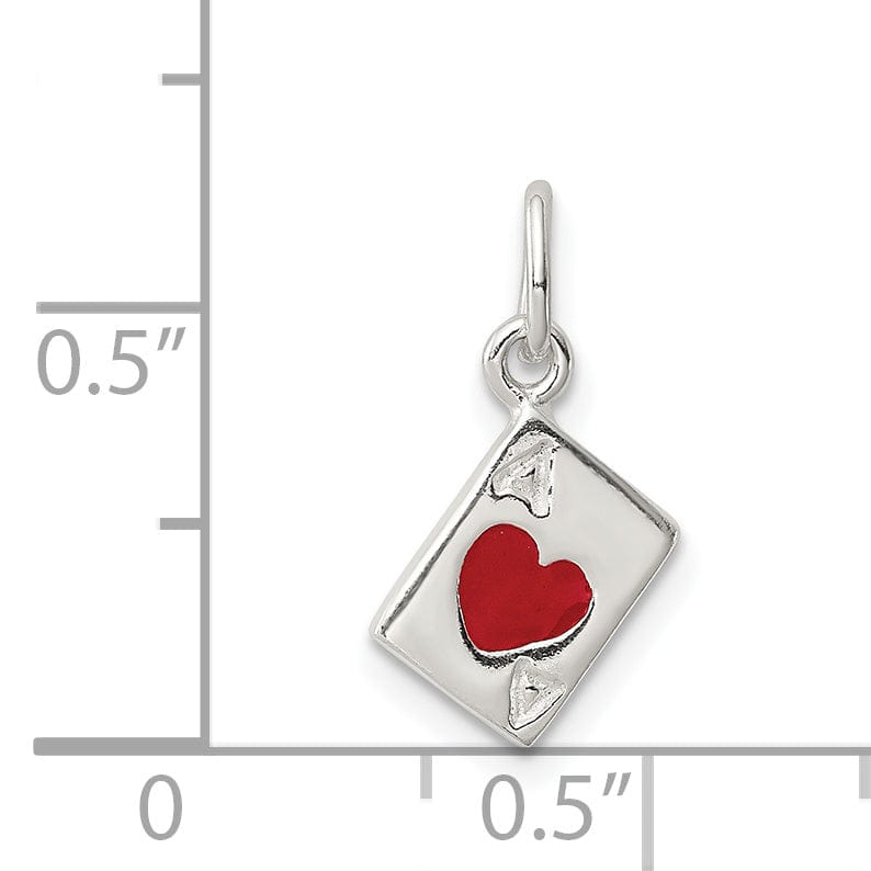 Lovely Rita's Pendants & Charms Silver Polish Enameled Ace Of Hearts Card Charm
