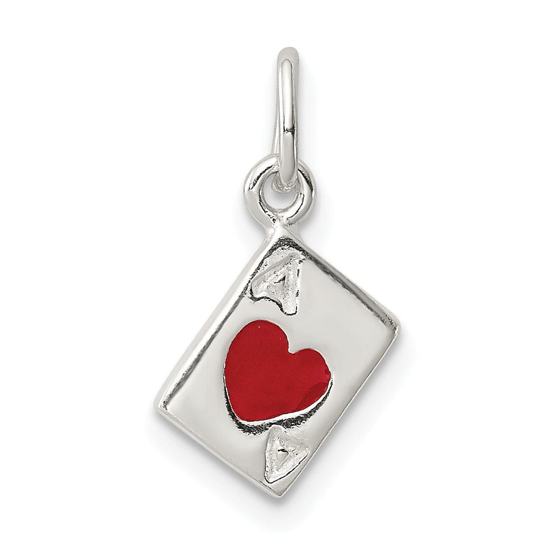 Lovely Rita's Pendants & Charms Silver Polish Enameled Ace Of Hearts Card Charm