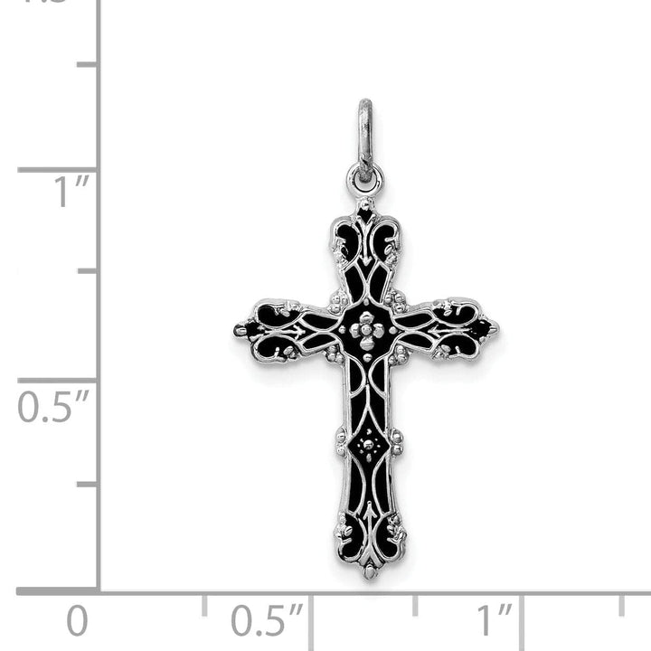 Lovely Rita's Pendants & Charms Silver Polish Finish Black Epoxy Cross Pendant