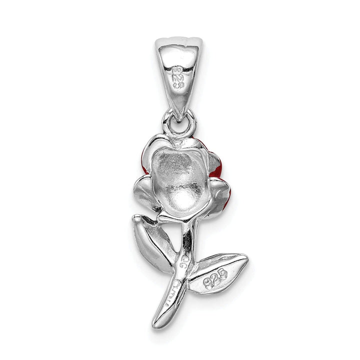 Lovely Rita's Pendants & Charms Silver Polish Finish Enameled Rose Flower Charm