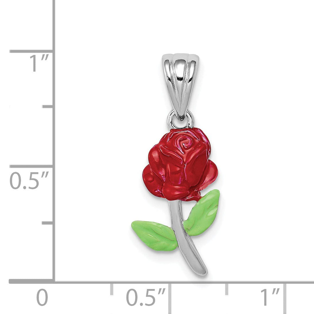 Lovely Rita's Pendants & Charms Silver Polish Finish Enameled Rose Flower Charm