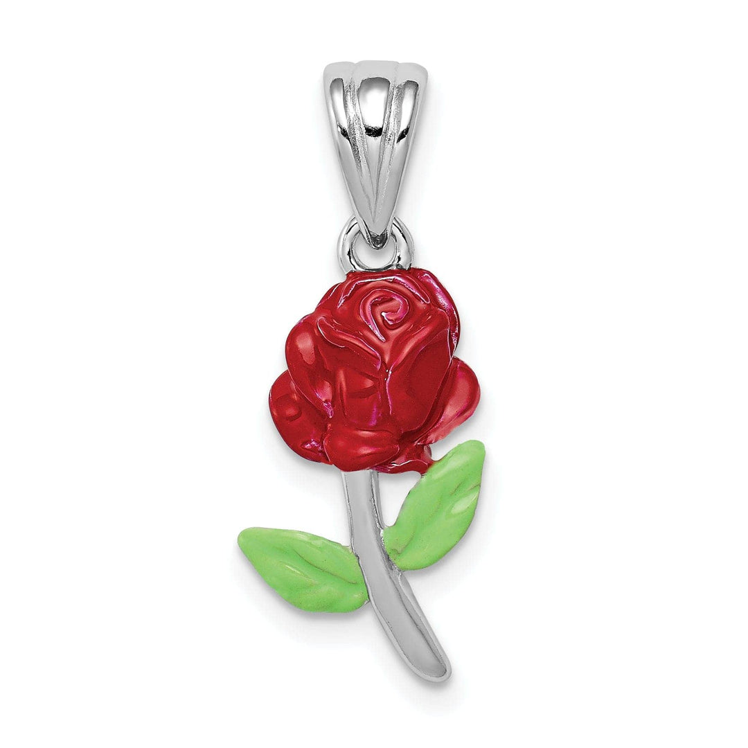 Lovely Rita's Pendants & Charms Silver Polish Finish Enameled Rose Flower Charm
