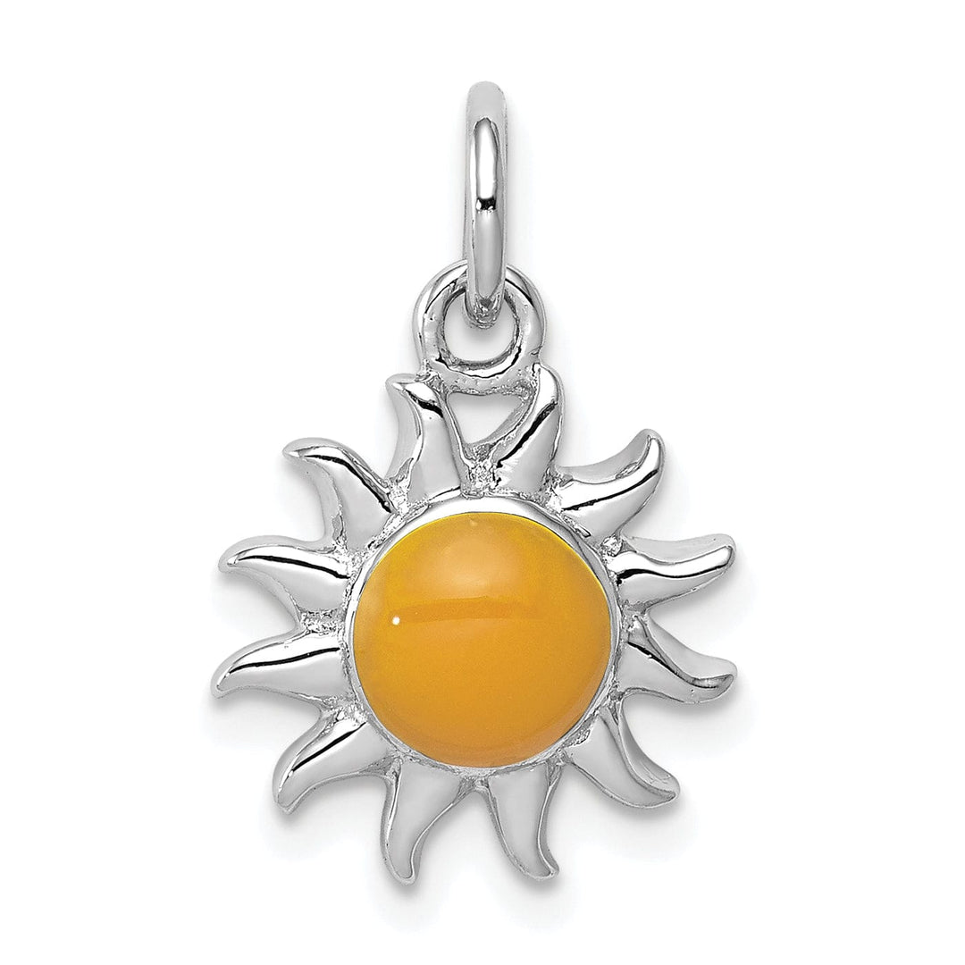Lovely Rita's Pendants & Charms Silver Polish Finish Enameled Yellow Sun Charm