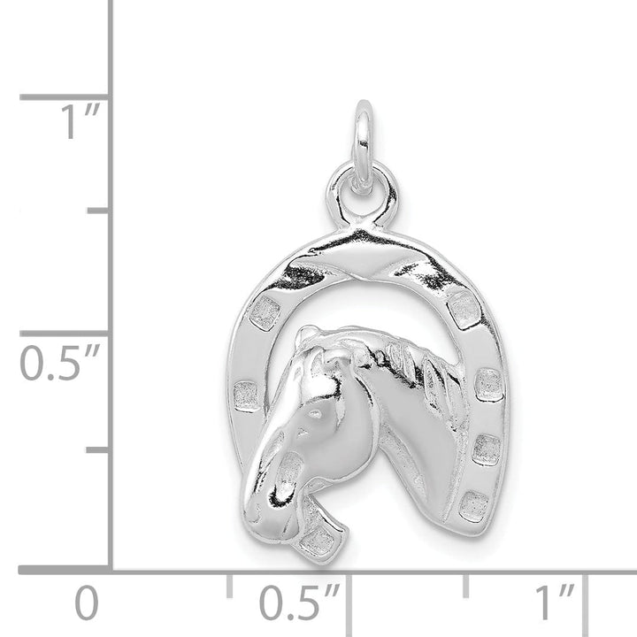 Lovely Rita's Pendants & Charms Silver Polish Finish Horse in Horse Shoe Charm