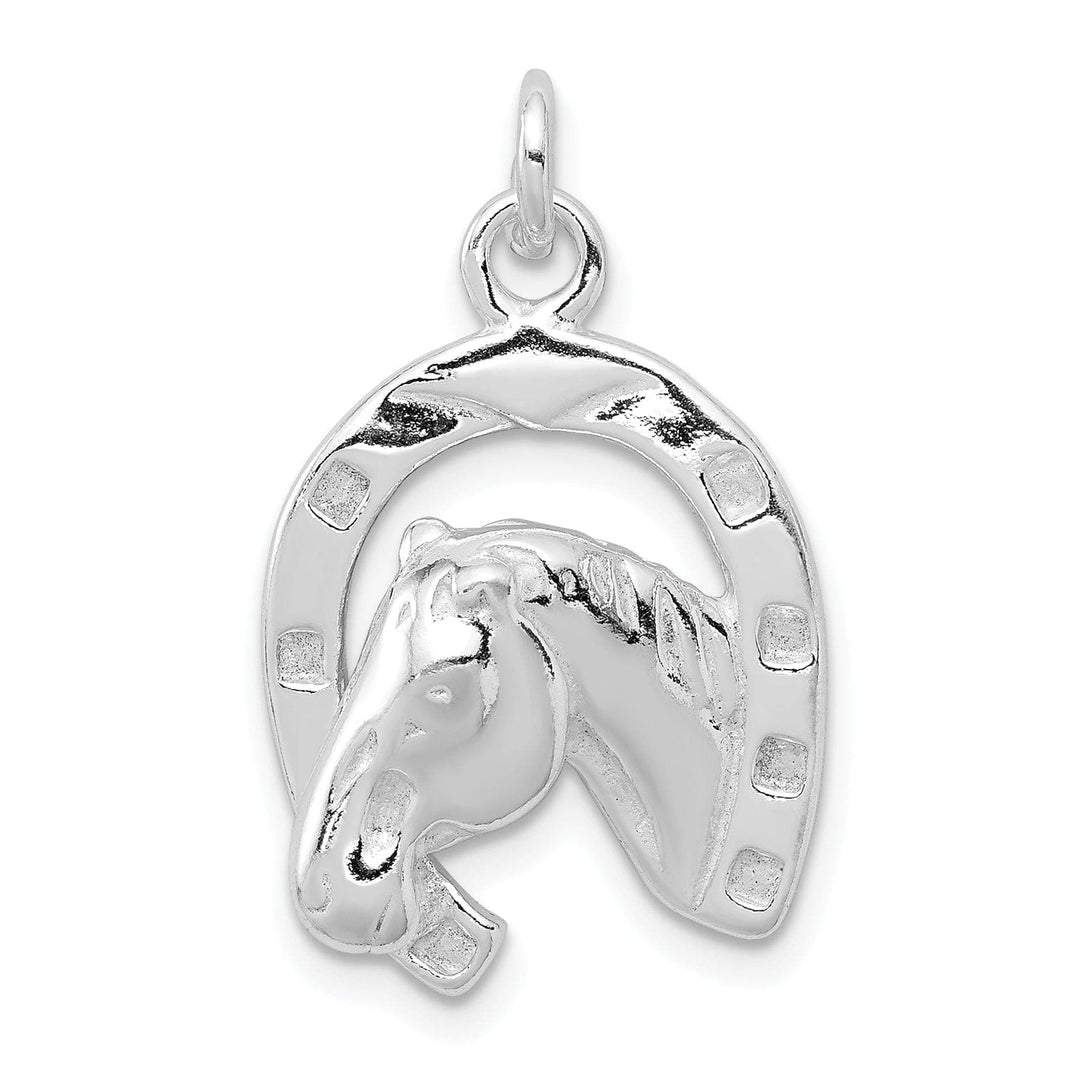 Lovely Rita's Pendants & Charms Silver Polish Finish Horse in Horse Shoe Charm