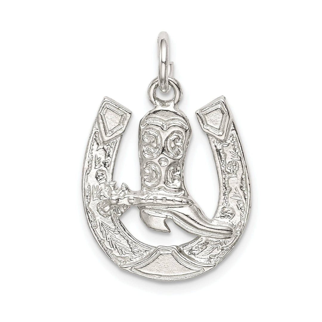 Lovely Rita's Pendants & Charms Silver Polish Finish Horseshoe with Boot Charm