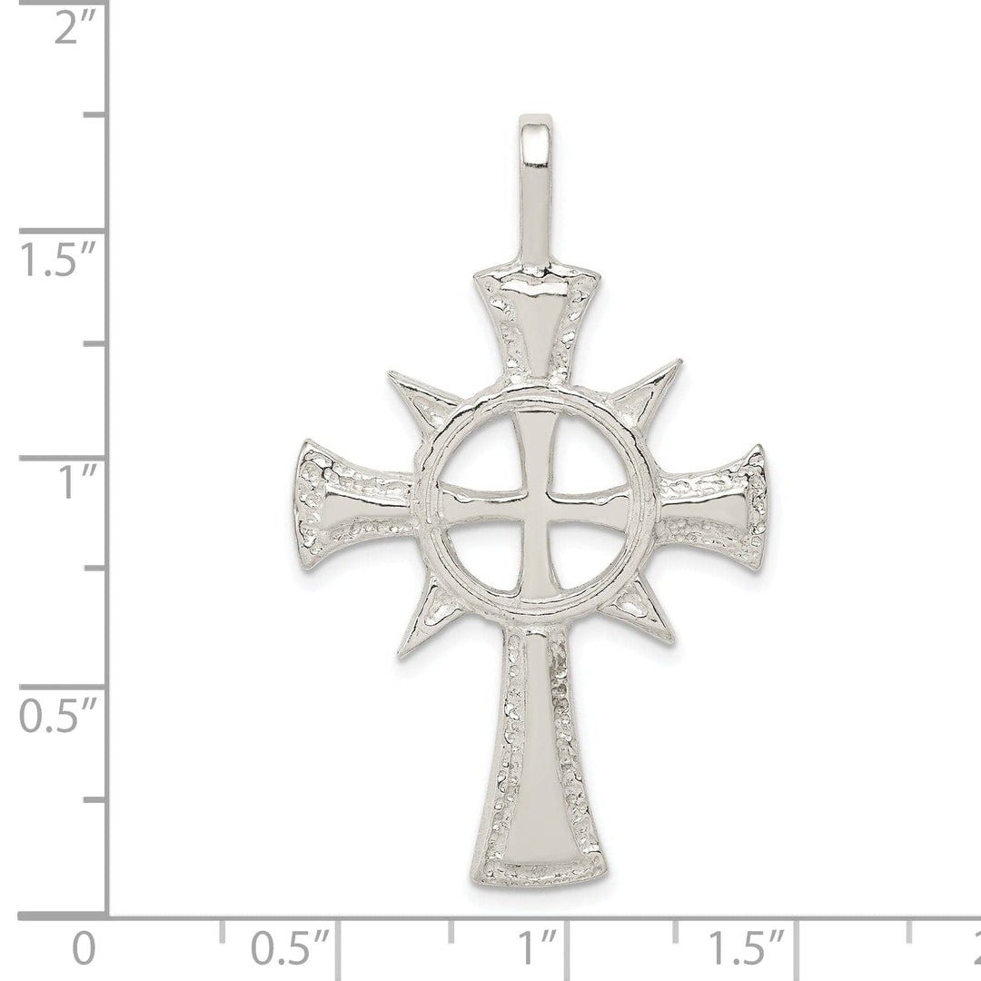 Lovely Rita's Pendants & Charms Silver Polish Texture Finish Iona Cross Pendant
