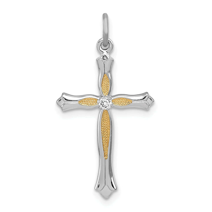 Lovely Rita's Pendants & Charms Silver Polish Vermeil Finish C.Z Cross Pendant