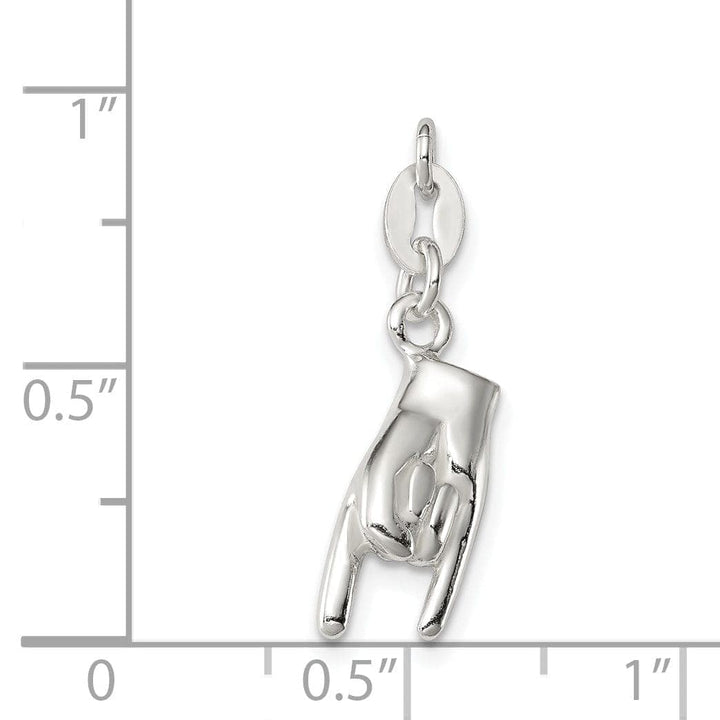 Lovely Rita's Pendants & Charms Silver Polished 3-D Rock On Good Luck Charm