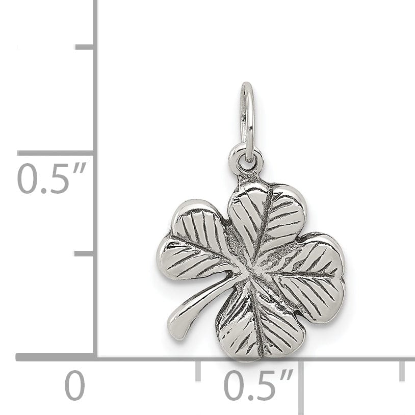 Lovely Rita's Pendants & Charms Silver Polished Antiqued 4-Leaf Clover Charm