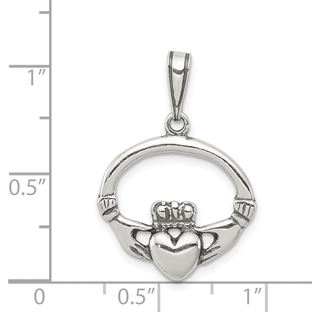 Lovely Rita's Pendants & Charms Silver Polished Antiqued C.Z Claddagh Charm