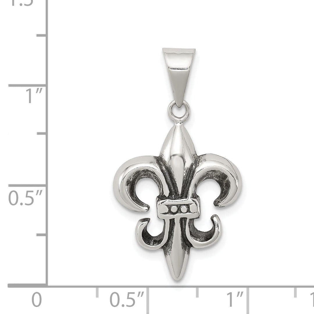 Lovely Rita's Pendants & Charms Silver Polished Antiqued Fleur De lis Charm