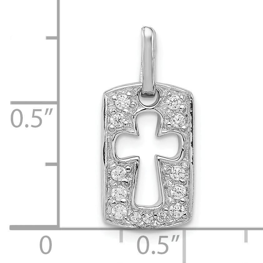 Lovely Rita's Pendants & Charms Silver Polished C.Z Cross Cut Out Design Charm