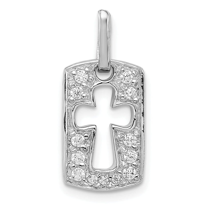 Lovely Rita's Pendants & Charms Silver Polished C.Z Cross Cut Out Design Charm