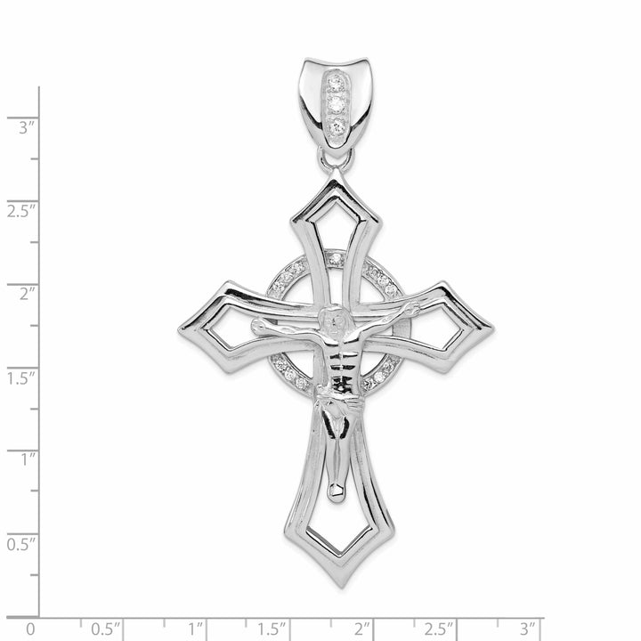 Lovely Rita's Pendants & Charms Silver Polished C.Z Design Crucifix Pendant