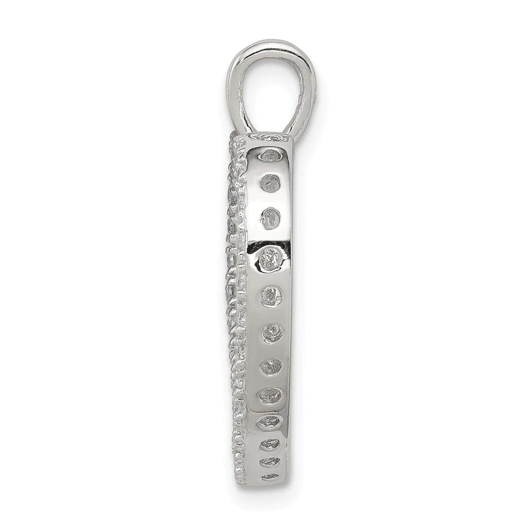 Lovely Rita's Pendants & Charms Silver Polished C.Z Open Back Heart MOM Charm