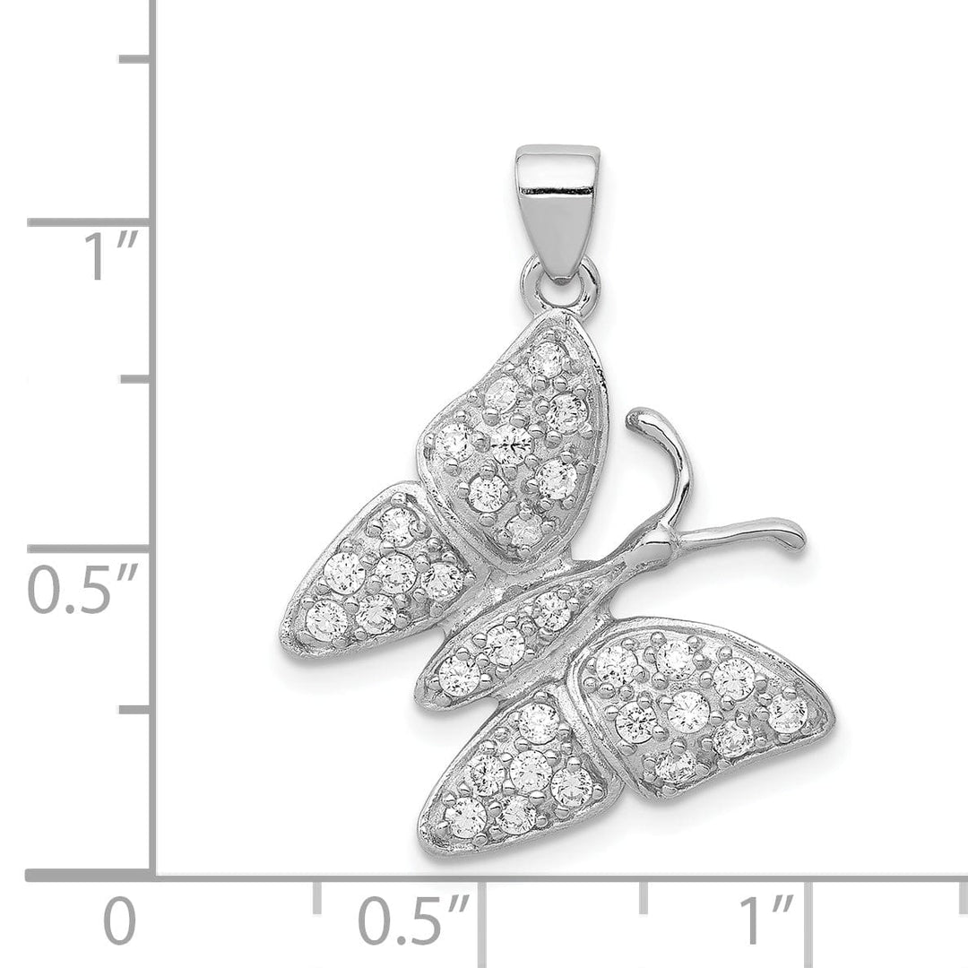 Lovely Rita's Pendants & Charms Silver Polished Cubic Zirconia Butterfly Charm