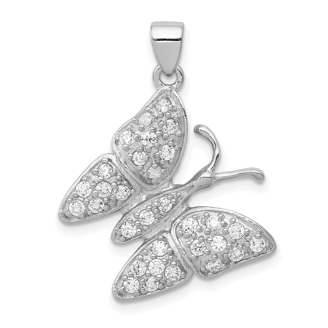 Lovely Rita's Pendants & Charms Silver Polished Cubic Zirconia Butterfly Charm