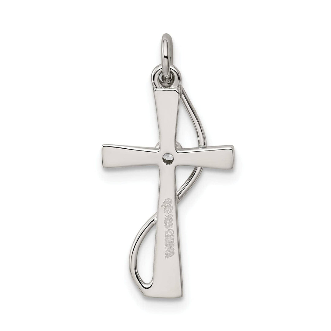 Lovely Rita's Pendants & Charms Silver Polished Cubic Zirconia Cross Pendant