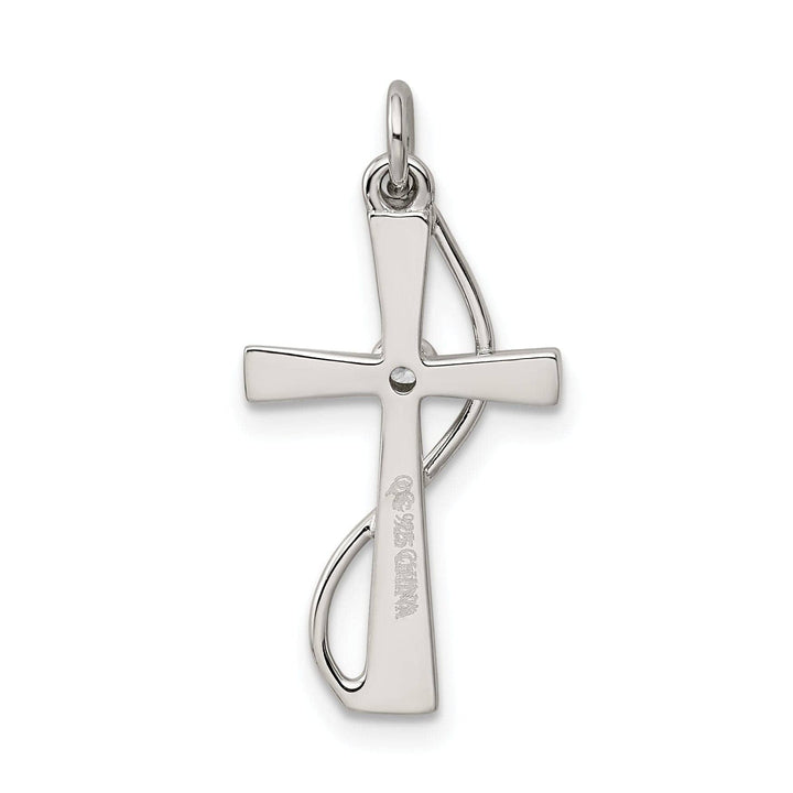Lovely Rita's Pendants & Charms Silver Polished Cubic Zirconia Cross Pendant
