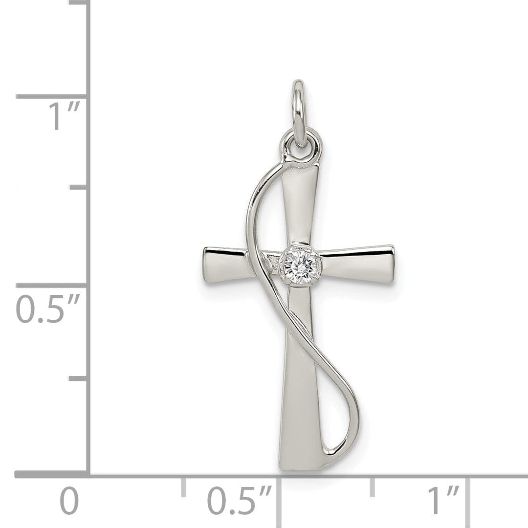 Lovely Rita's Pendants & Charms Silver Polished Cubic Zirconia Cross Pendant