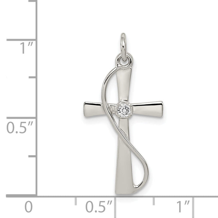 Lovely Rita's Pendants & Charms Silver Polished Cubic Zirconia Cross Pendant