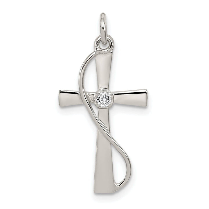 Lovely Rita's Pendants & Charms Silver Polished Cubic Zirconia Cross Pendant