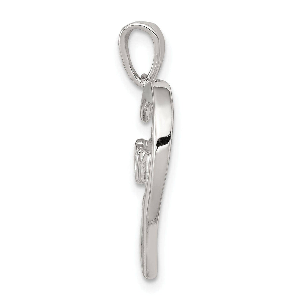 Lovely Rita's Pendants & Charms Silver Polished CZ Open Back Heart MOM Pendant