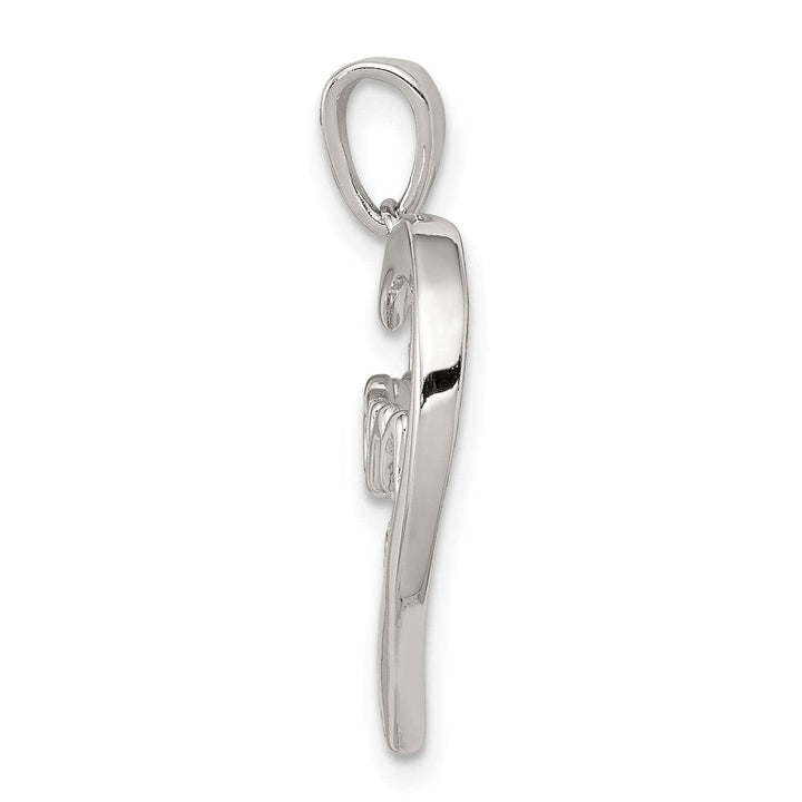 Lovely Rita's Pendants & Charms Silver Polished CZ Open Back Heart MOM Pendant