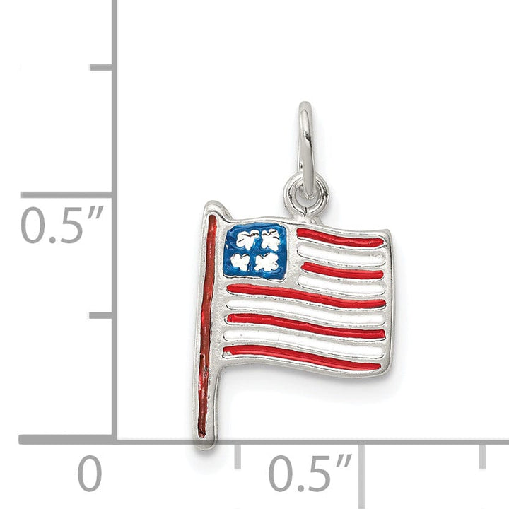 Lovely Rita's Pendants & Charms Silver Polished Enamel American Flag Charm