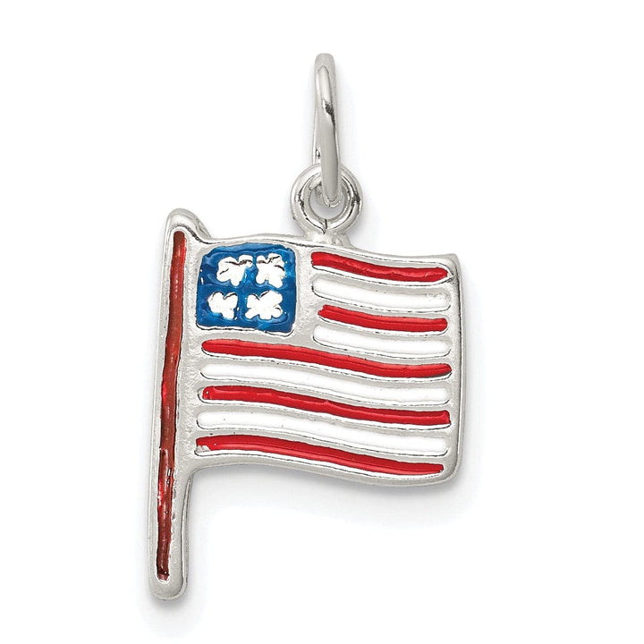 Lovely Rita's Pendants & Charms Silver Polished Enamel American Flag Charm