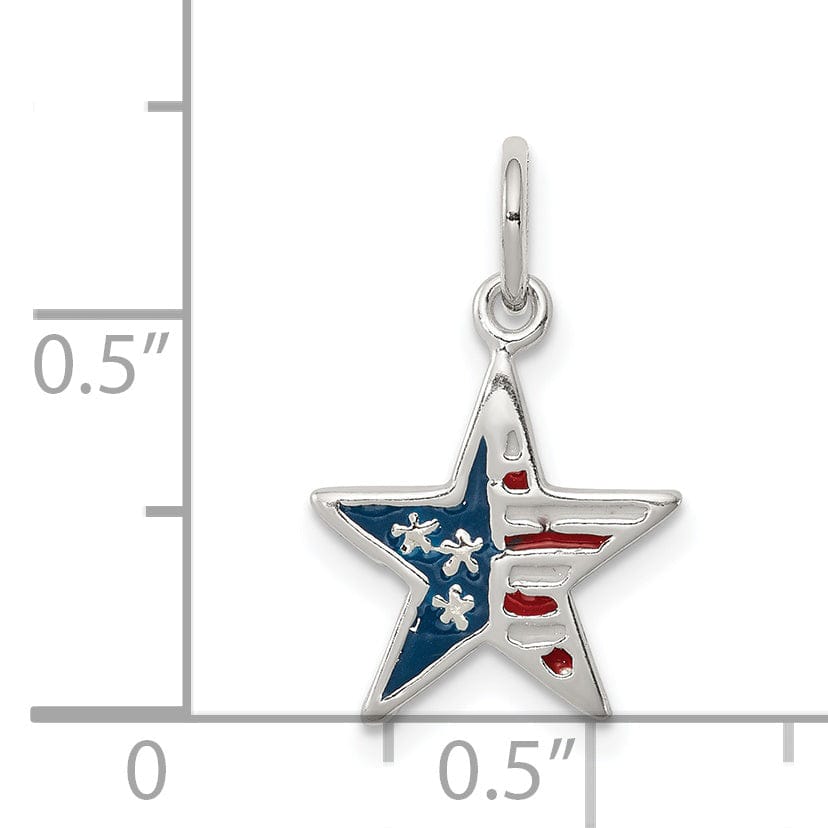 Lovely Rita's Pendants & Charms Silver Polished Enamel American Flag Star Charm