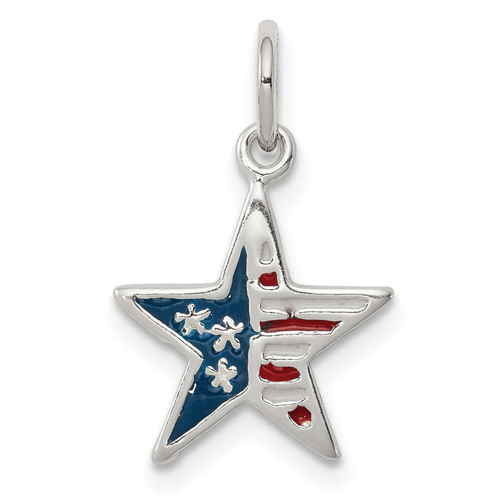 Lovely Rita's Pendants & Charms Silver Polished Enamel American Flag Star Charm