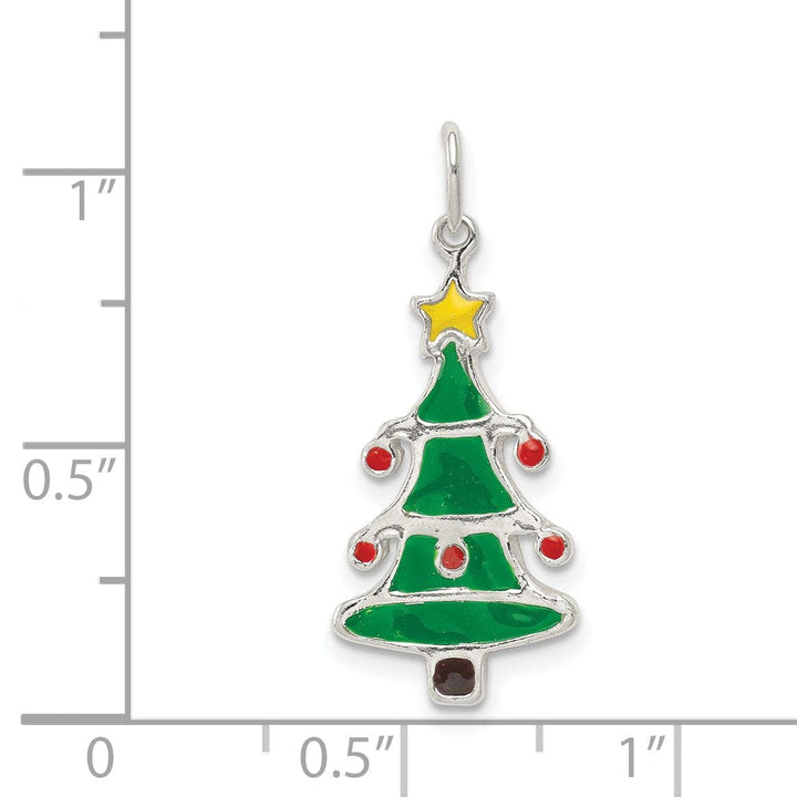 Lovely Rita's Pendants & Charms Silver Polished Enamel Christmas Tree Pendant