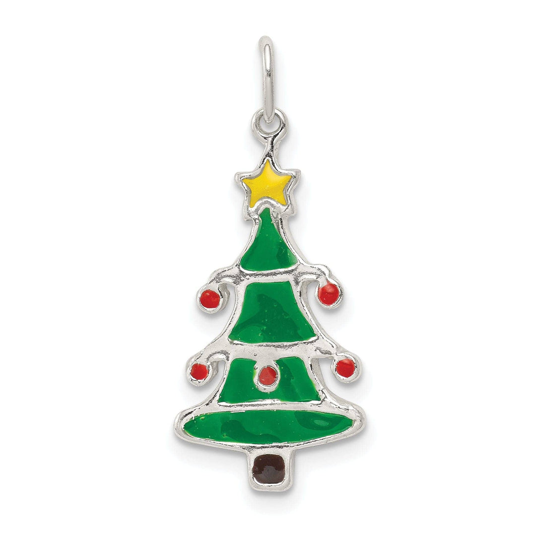 Lovely Rita's Pendants & Charms Silver Polished Enamel Christmas Tree Pendant