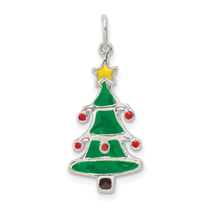 Lovely Rita's Pendants & Charms Silver Polished Enamel Christmas Tree Pendant