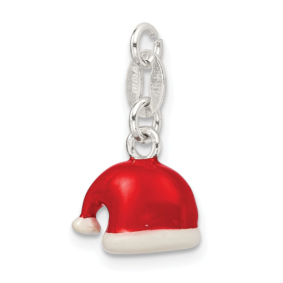 Lovely Rita's Pendants & Charms Silver Polished Enamel Santa Hat Charm Pendant