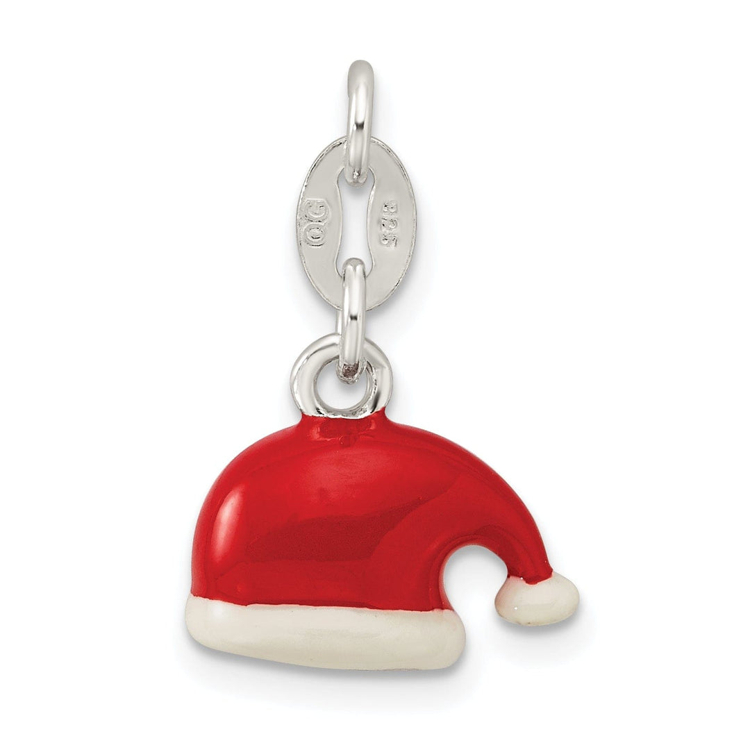 Lovely Rita's Pendants & Charms Silver Polished Enamel Santa Hat Charm Pendant