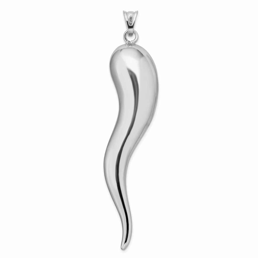 Lovely Rita's Pendants & Charms Silver Polished Finish 3-D Italian Horn Charm