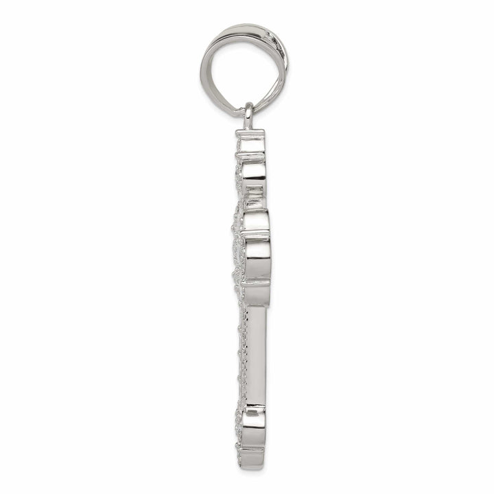 Lovely Rita's Pendants & Charms Silver Polished Finish C.Z Budded Cross Pendant