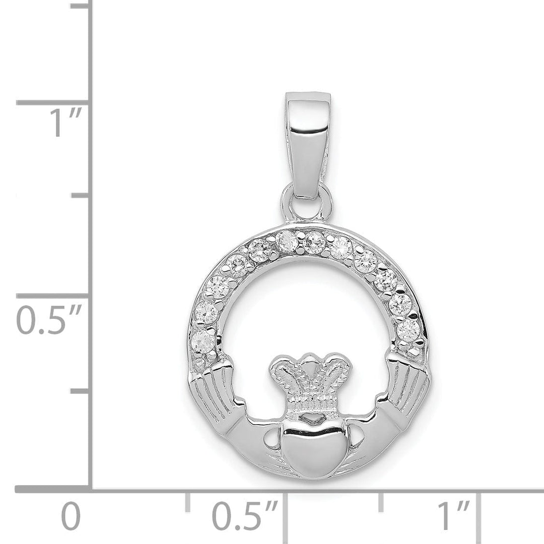 Lovely Rita's Pendants & Charms Silver Polished Finish C.Z Claddagh Charm