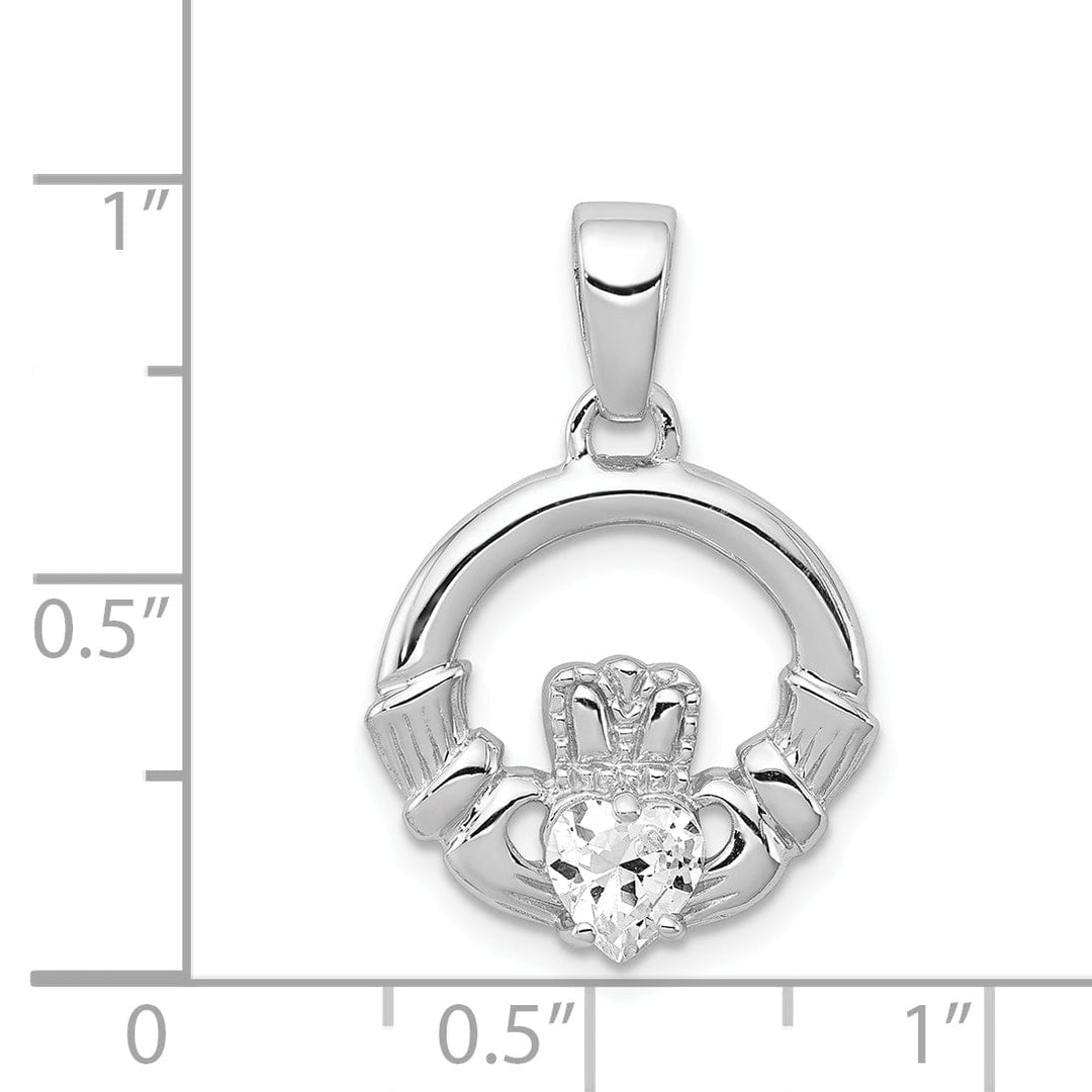 Lovely Rita's Pendants & Charms Silver Polished Finish C.Z Claddagh Charm