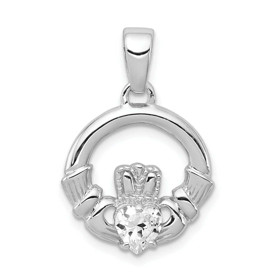 Lovely Rita's Pendants & Charms Silver Polished Finish C.Z Claddagh Charm