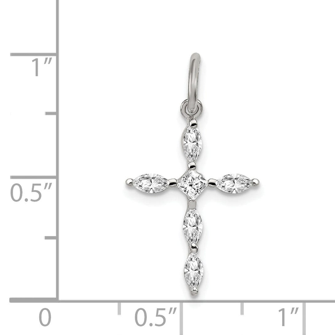 Lovely Rita's Pendants & Charms Silver Polished Finish C.Z Cross Pendant