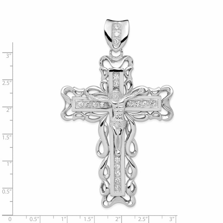 Lovely Rita's Pendants & Charms Silver Polished Finish C.Z Crucifix Pendant