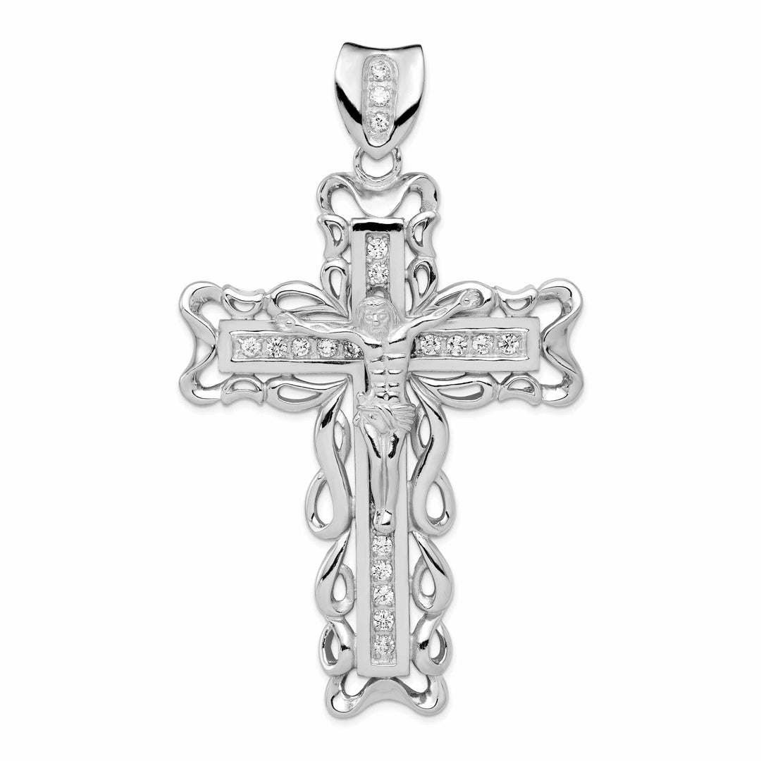Lovely Rita's Pendants & Charms Silver Polished Finish C.Z Crucifix Pendant