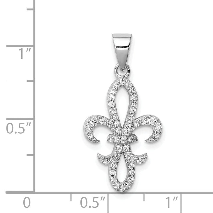 Lovely Rita's Pendants & Charms Silver Polished Finish C.Z Fleur de Lis Charm