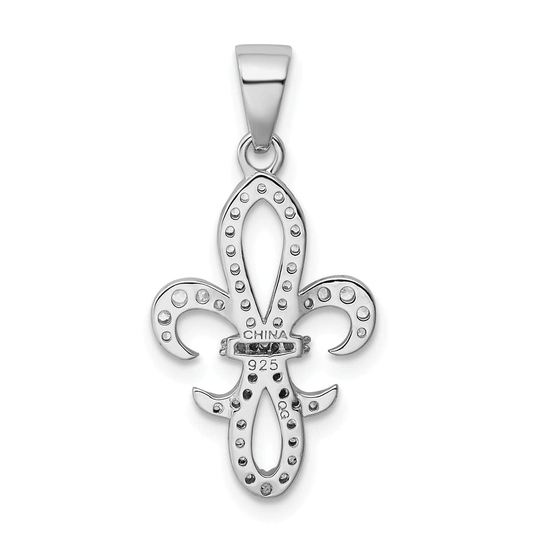 Lovely Rita's Pendants & Charms Silver Polished Finish C.Z Fleur de Lis Charm